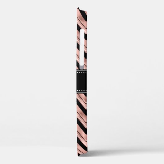 Roos Gold Chevron Pattern Black White Monogram Case-Mate iPhone Case (Achterkant / Links)