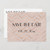 Roos Gold Chevron Wedding Save the Date Briefkaart (Voorkant / Achterkant)