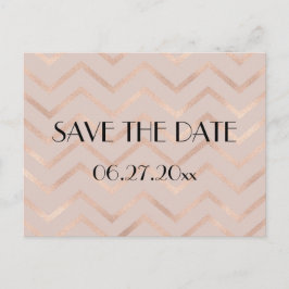 Roos Gold Chevron Wedding Save the Date Briefkaart