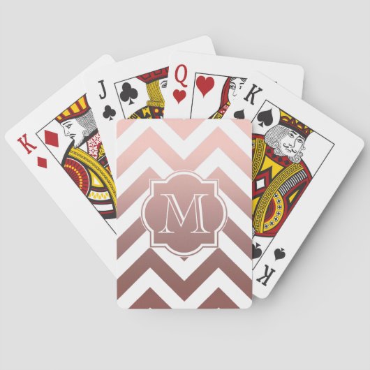 Roos Gold Chevrons Monogram Pokerkaarten (Achterkant)
