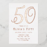 Roos Gold Chic 50th Birthday Party Folie Invitatio Uitnodiging<br><div class="desc">Roos Gold Chic 50th Birthday Party Folie Invitation. Eenvoudig aan te passen met je eigen klantgegevens.</div>