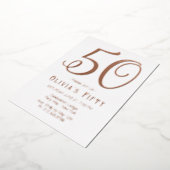 Roos Gold Chic 50th Birthday Party Folie Invitatio Uitnodiging (Gedraaid)