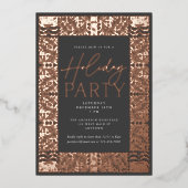 Roos Gold Chic Arts & Crafts Style Vakantie Feest Folie Feestdagenkaart (Voorkant)