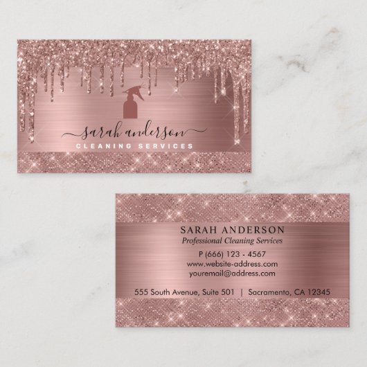 Roos Gold Chic Cleaning Services Visitekaartje (Voorkant / Achterkant)