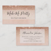 Roos Gold Chic Glitter Ombre Pink Salon Girly Visitekaartje (Voorkant / Achterkant)