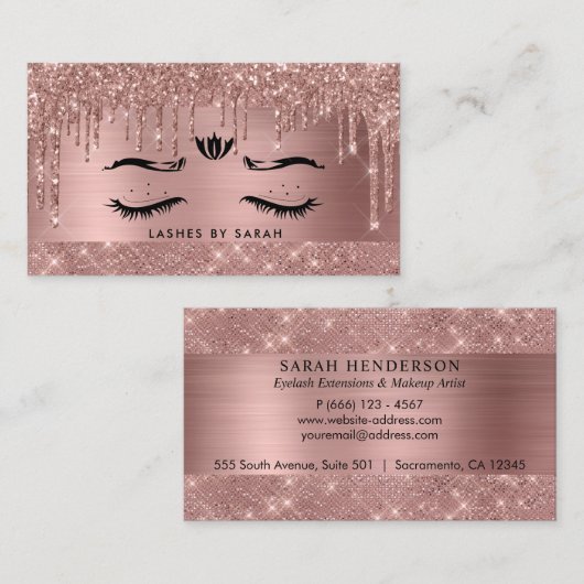 Roos Gold Chic Glitter-schijven Visitekaartje (Voorkant / Achterkant)