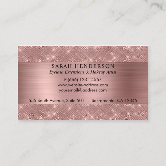 Roos Gold Chic Glitter-schijven Visitekaartje (Achterkant)