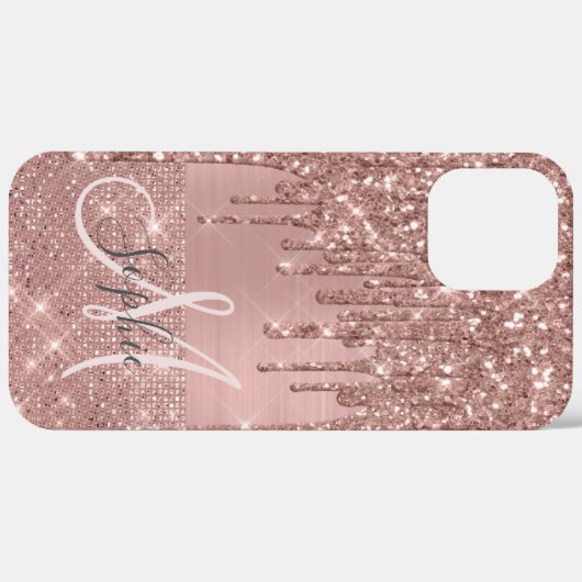 Roos Gold Chic-monogram Case-Mate iPhone Case (Achterkant (horizontaal))
