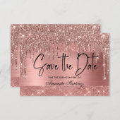 Roos Gold Chic Quinceañera slaat de datum op Save The Date (Voorkant / Achterkant)