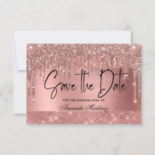 Roos Gold Chic Quinceañera slaat de datum op Save The Date