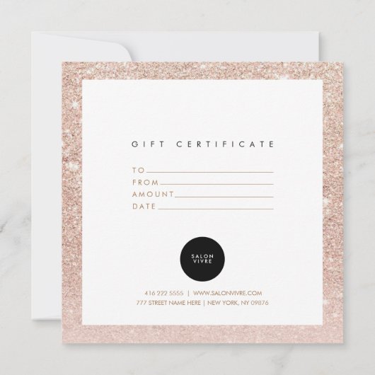 Roos Gold Chic Salon Gift Certificate (Achterkant)