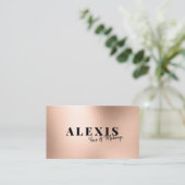 Roos Gold Chic Simple Hair en Makeup Business Visitekaartje (Staand voorkant)