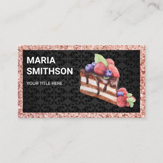 Roos Gold Chocolade Fruit Cake Chef Bakery Visitekaartje (Voorkant)