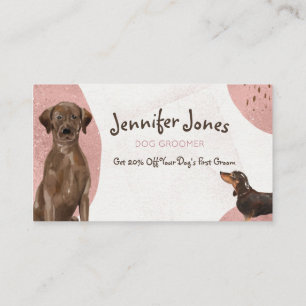Roos Gold Chocolade Waterverf Dog Groomer Visitekaartje