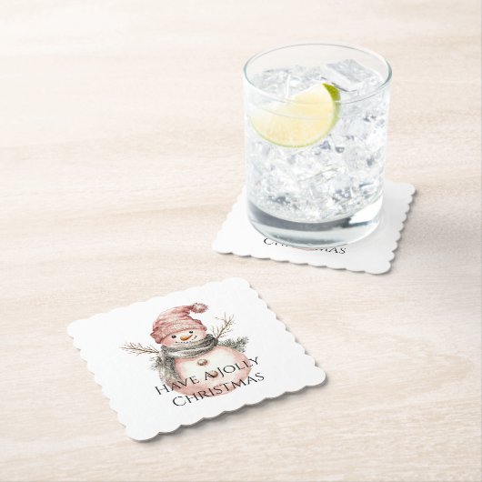 Roos Gold Christmas Snowman Kartonnen Onderzetters (Insitu)