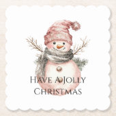 Roos Gold Christmas Snowman Kartonnen Onderzetters (Voorkant)