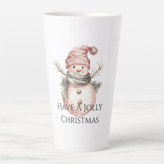 Roos Gold Christmas Snowman Latte Mok (Voorkant)