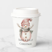 Roos Gold Christmas Snowman Papieren Bekers (Voorkant)