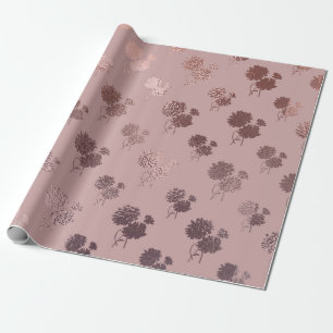 Roos Gold Chrysanthemum Patroon op Blush Pink Cadeaupapier