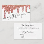 Roos Gold Chunky Glitter Drips Cadeaubon Visitekaartje (Voorkant / Achterkant)