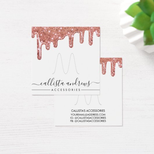 Roos Gold Chunky Glitter Drivers Ring Display Kaar Vierkante Visitekaartjes (Bureau)