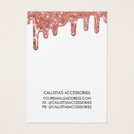 Roos Gold Chunky Glitter-schijven die beeldscherm  Visitekaartje (Achterkant)