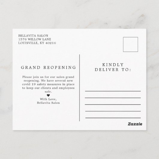 Roos Gold Circle Salon Logo We zijn open Covid Briefkaart (Achterkant)