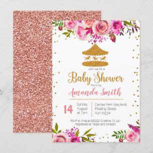 Roos Gold Circus baby shower uitnodiging