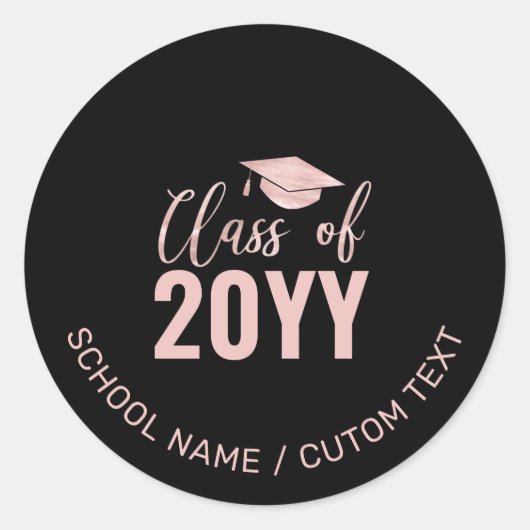 Roos Gold Class of Graduation Party Favoriet Ronde Sticker (Voorkant)