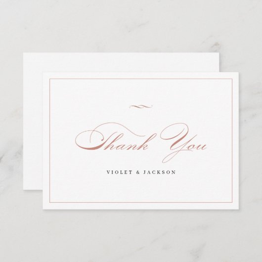 Roos Gold Classic Elegance Script Simple Bedankkaart (Voorkant / Achterkant)