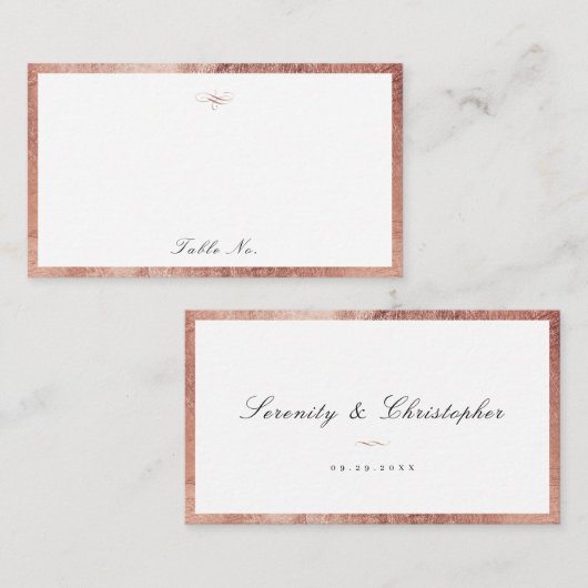 Roos Gold Classic Elegance Script Simple Wedding Plaatskaartje (Voorkant / Achterkant)