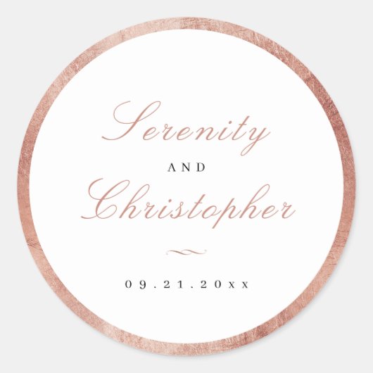 Roos Gold Classic Elegance Script Weddenschap Favo Ronde Sticker (Voorkant)