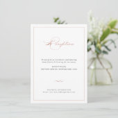Roos Gold Classic Elegant Script Weduwen Reception Informatiekaartje (Staand voorkant)