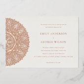 Roos Gold Classic  Mandala Wedding Invite Folie Uitnodiging (Voorkant)