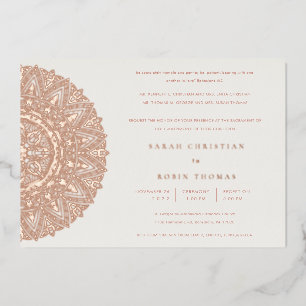 Roos Gold Classic  Mandala Wedding Invite Folie Uitnodiging