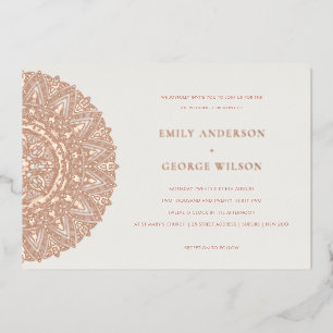 Roos Gold Classic  Mandala Wedding Invite Folie Uitnodiging