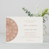 Roos Gold Classic  Mandala Wedding Invite Folie Uitnodiging (Staand Voorkant)