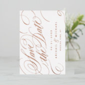 Roos Gold Classy kalligrafie Save the Date Folie Uitnodiging (Staand Voorkant)