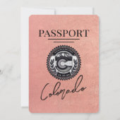 Roos Gold Colorado Passport Bruiloft Kaart (Achterkant)