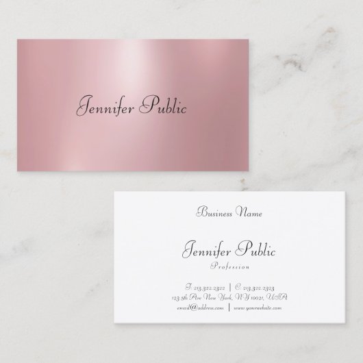 Roos Gold Colour Modern Calligraded Cute Design Visitekaartje (Voorkant / Achterkant)