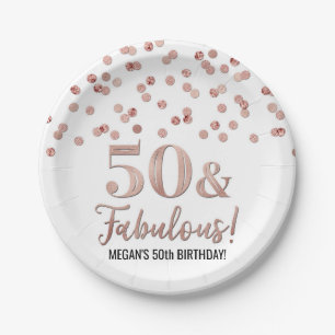 Roos Gold Confetti 50 en Fabulous Birthday Papieren Bordje