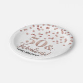 Roos Gold Confetti 50 en Fabulous Birthday Papieren Bordje (Gekanteld)