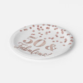 Roos Gold Confetti 50 en Fabulous Birthday Papieren Bordje (Gekanteld)