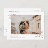 Roos Gold Confetti Aankondiging van het  Gold Phot Briefkaart (Voorkant / Achterkant)