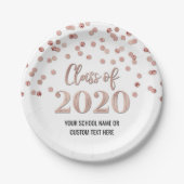 Roos Gold Confetti Afstuderen 2020 Papieren Bordje (Voorkant)