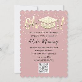 Roos Gold Confetti Afstuderen QR-code Kaart