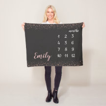 Roos Gold Confetti Baby Girl Maandelijkse mijlpaal