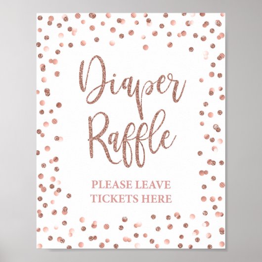 Roos Gold Confetti Baby shower voor luier Raffle Poster (Voorkant)