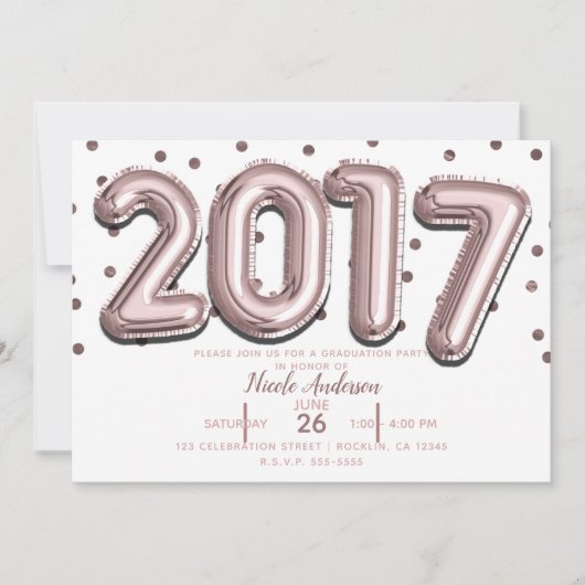 roos Gold Confetti Balloons 2017 Kaart (Voorkant)