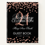 Roos Gold Confetti Black 21st Birthday Guestbook Notitieboek<br><div class="desc">Een elegante 21e Birthday Party Guest Book-sjabloon met Roos Gold Glitter Confetti op zwart ontwerp en eenvoudig aan te passen tekst.</div>